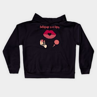 Lollipop red lips. Girly lipstick makeup candy Kids Hoodie